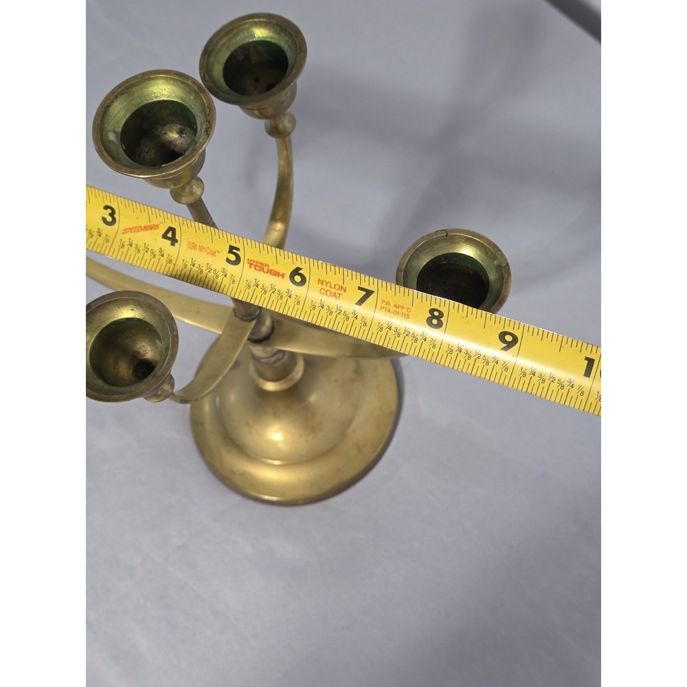 brass gold candelabra 5 Candlestick Centerpiece Vintage Decor Home - Picture 8 of 10